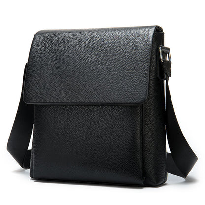 Cowhide Men's Shoulder Bag, Casual Cowhide Flap-Style Shoulder Bag for Men, Trendy and Versatile Commuter Crossbody Bag