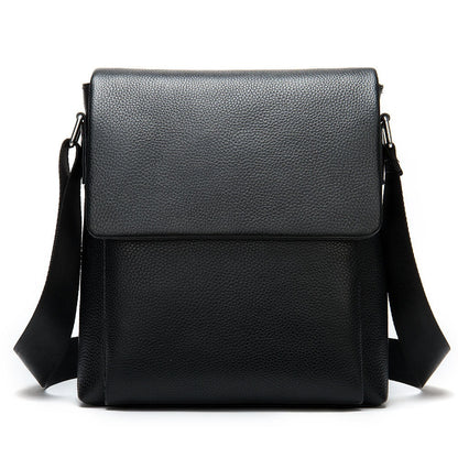 Cowhide Men's Shoulder Bag, Casual Cowhide Flap-Style Shoulder Bag for Men, Trendy and Versatile Commuter Crossbody Bag