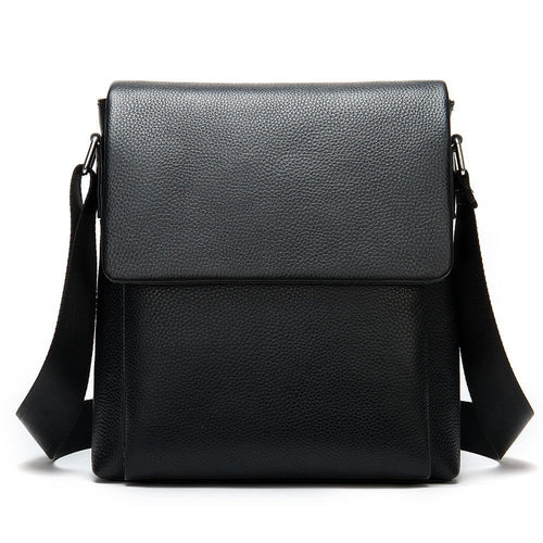 Cowhide Men's Shoulder Bag, Casual Cowhide Flap-Style Shoulder Bag for Men, Trendy and Versatile Commuter Crossbody Bag